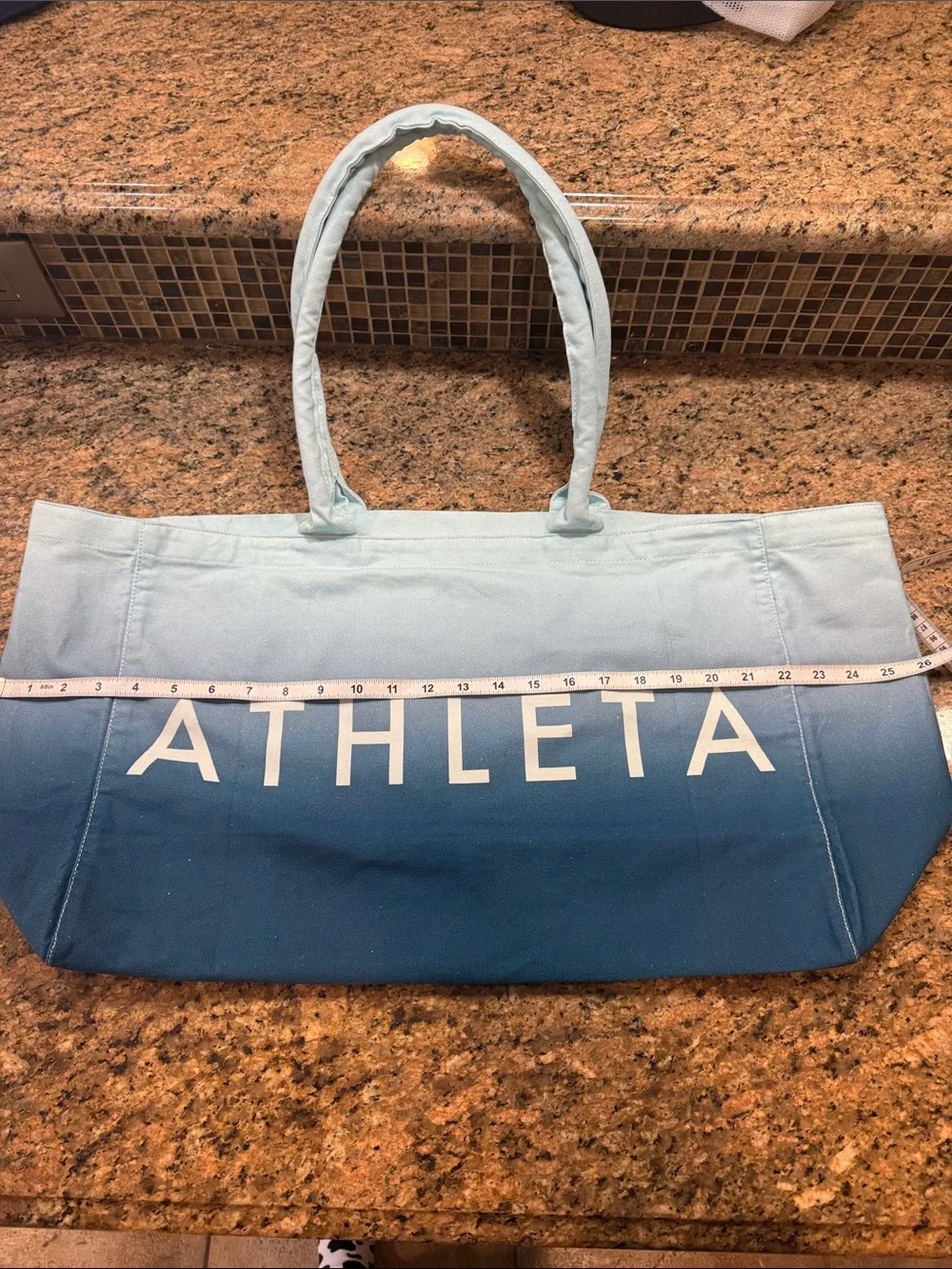Athleta Light-to-Dark Blue Ombre Canvas Tote